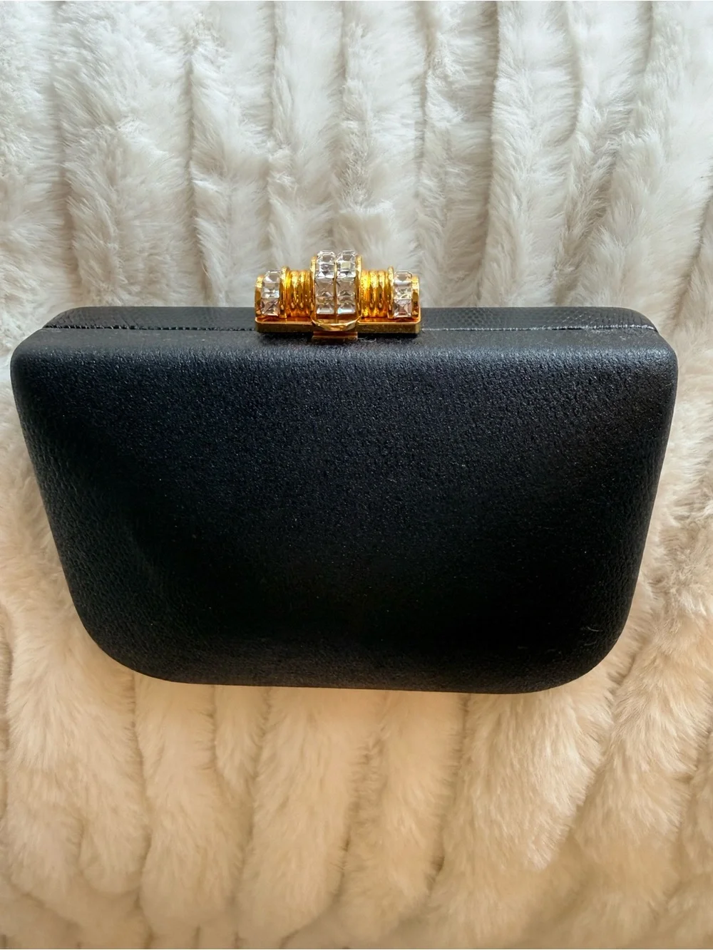 RODO Black Leather Evening Crossbody with Gold Chain